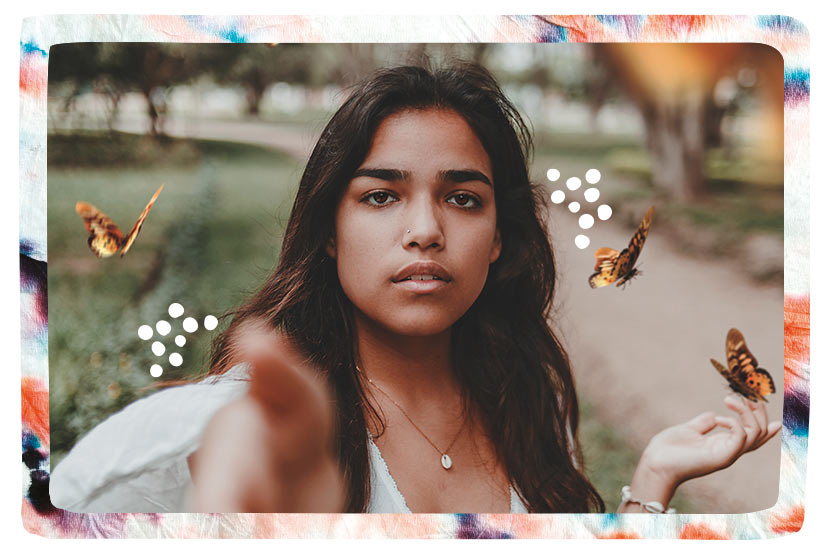 Girl with butterflies