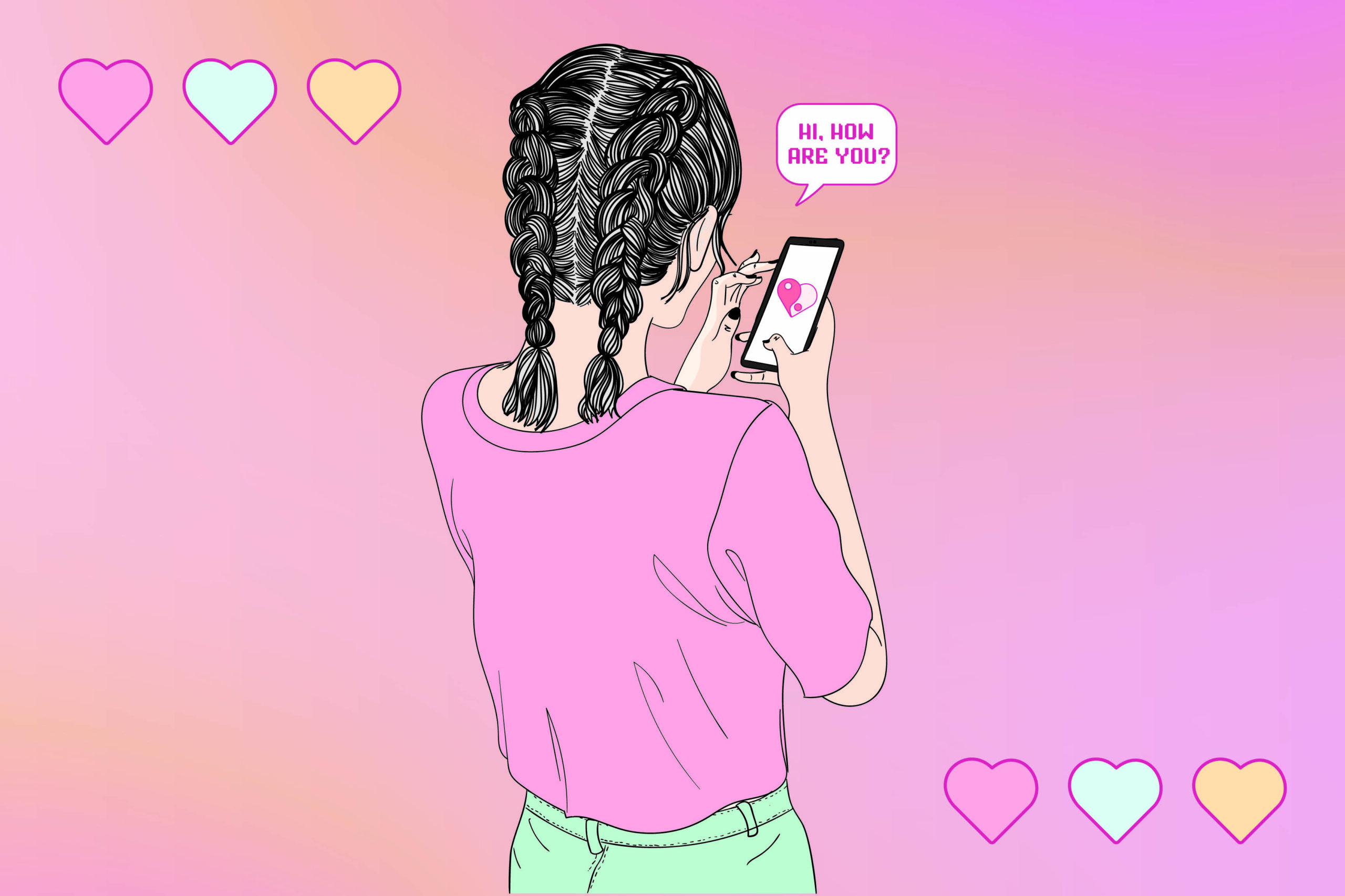 Teenage girl texting her friends